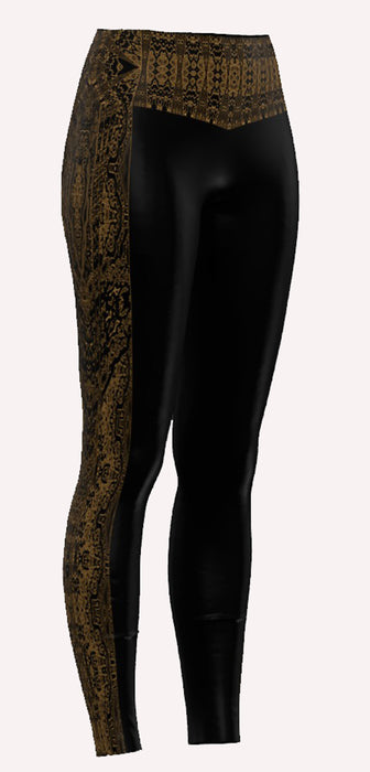 The Warrior Black & Gold Single Stripe Legging