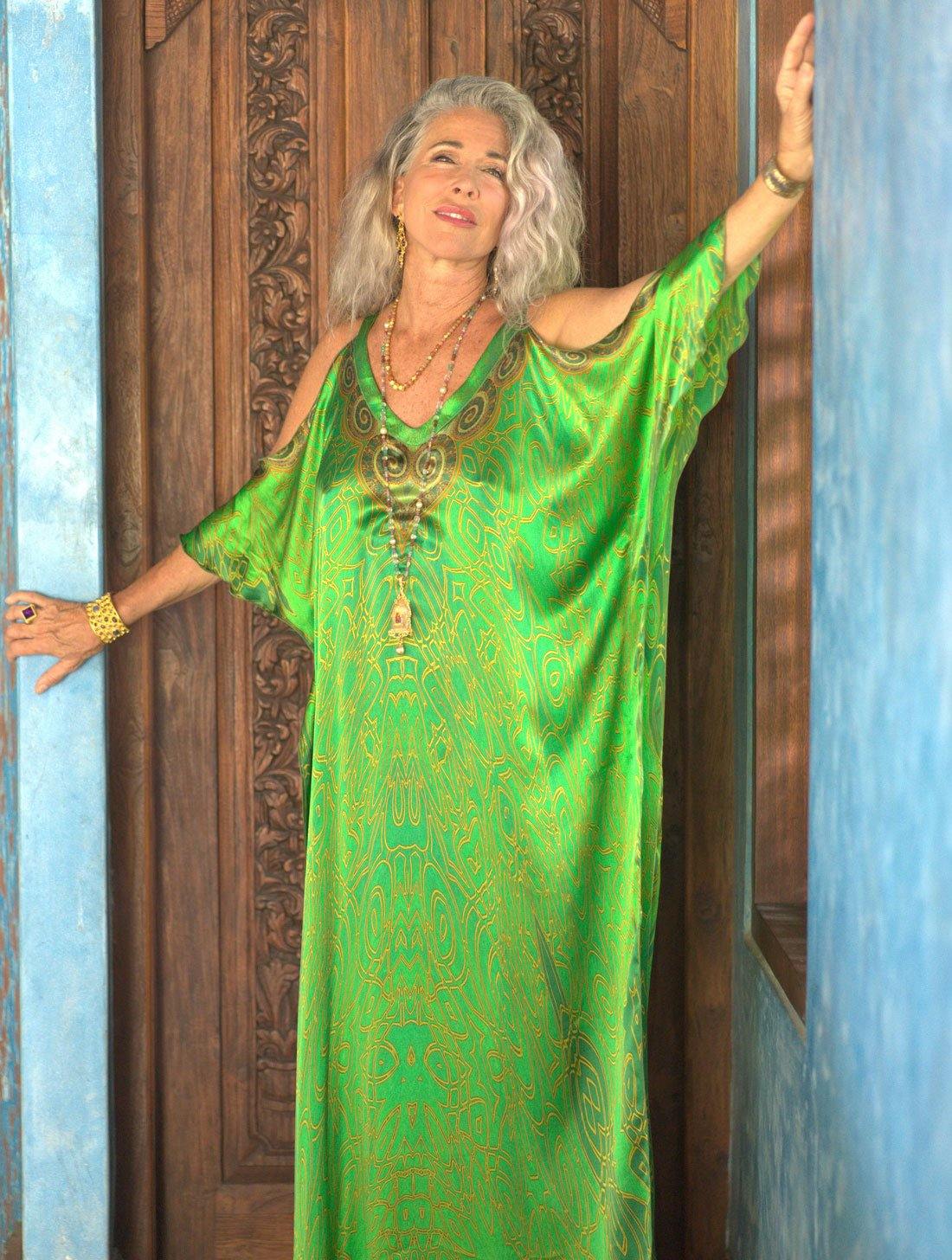 Emerald Crown Open Sleeve Dress - Miramaya