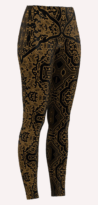 The Warrior All Over Black & Gold Printed Legging